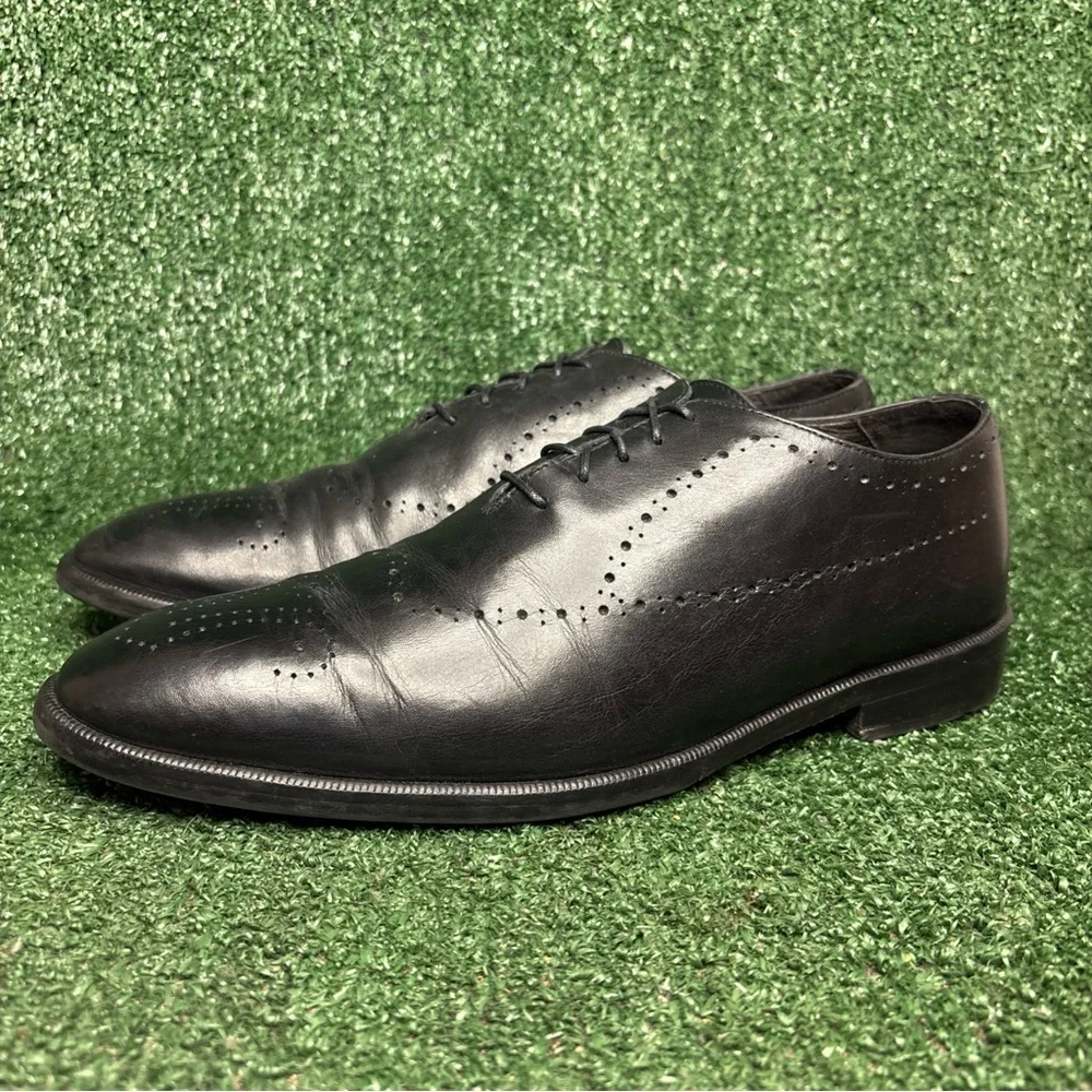 Bruno Magli Ansel Shoes Black Perforated Leather Made in Italy Mens 11 STUNNING